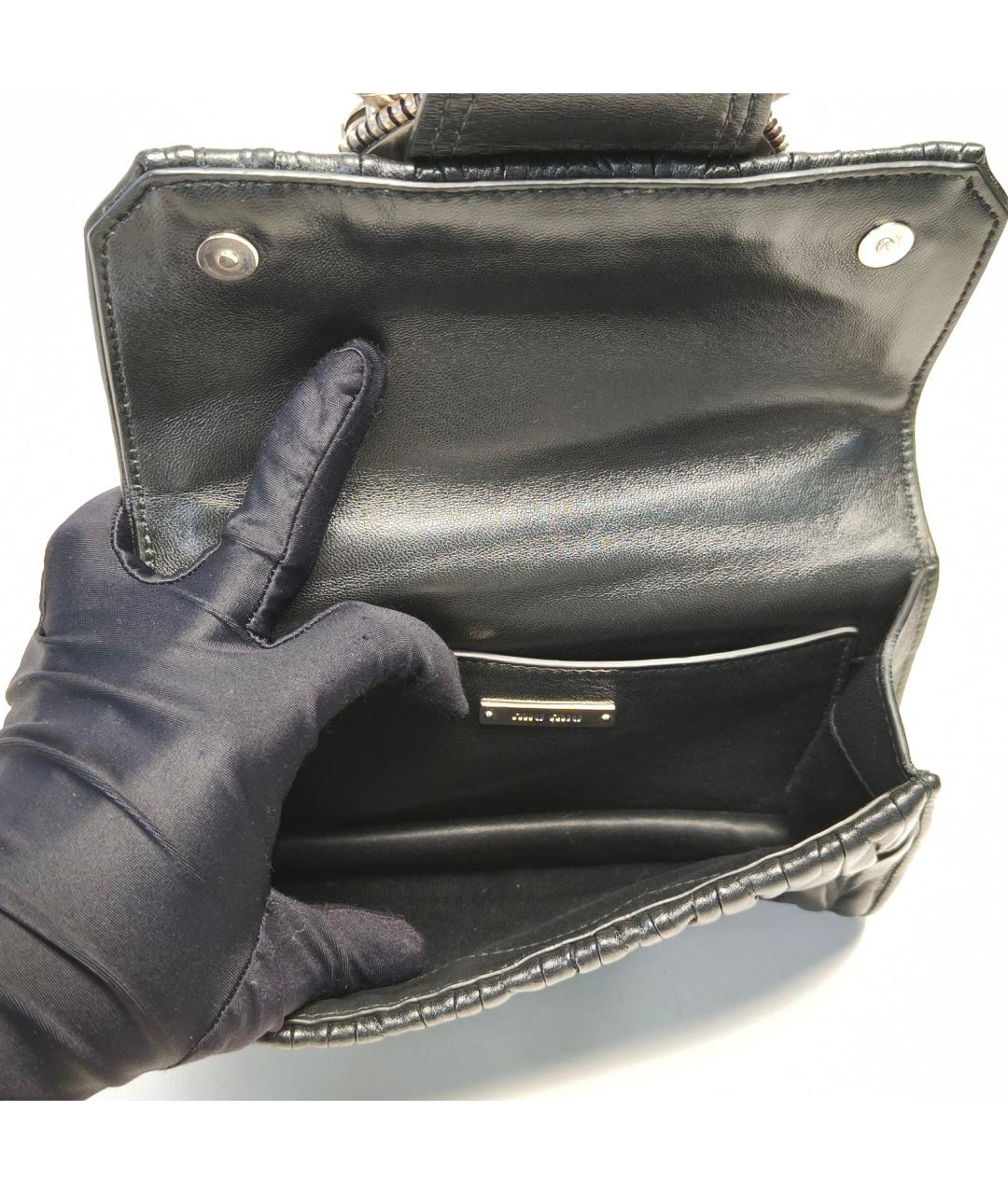 MIU MIU Черная кожаная сумка через плечо, фото 7
