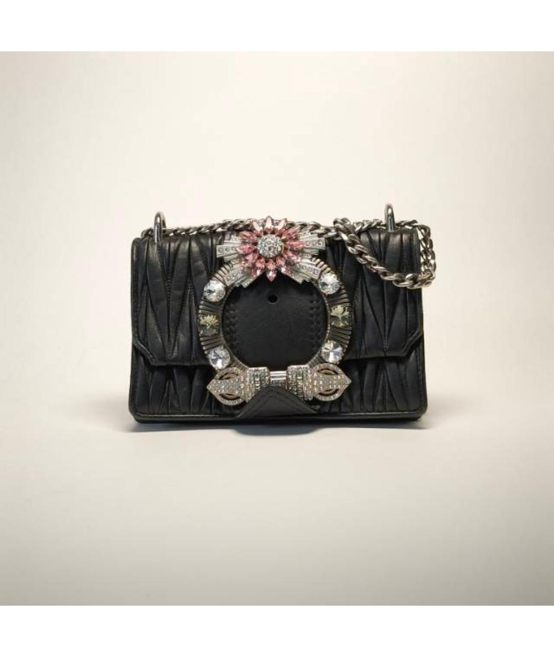 MIU MIU Черная кожаная сумка через плечо, фото 8