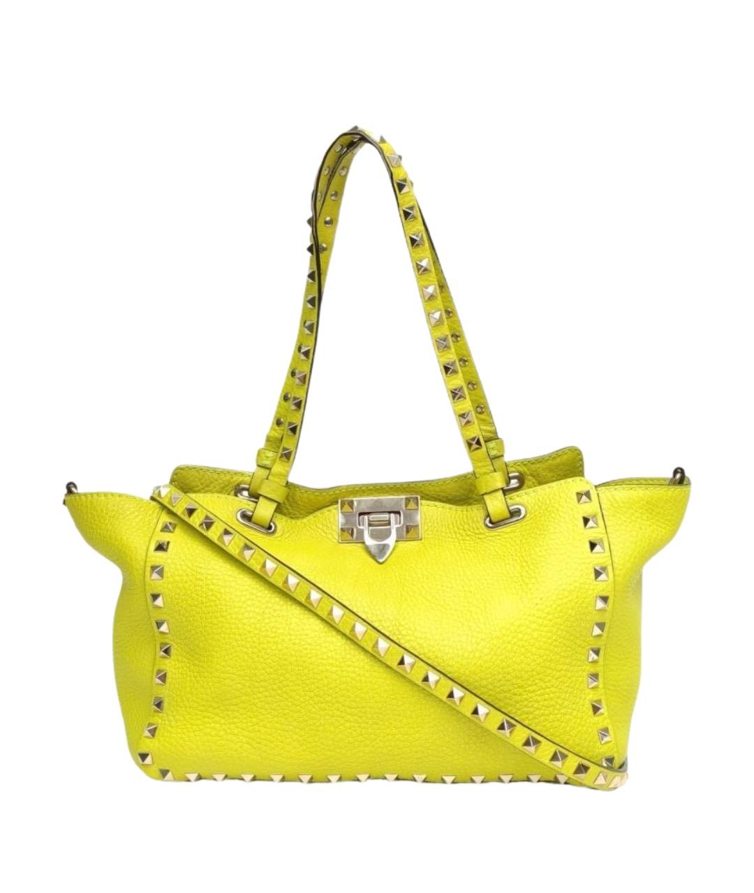 VALENTINO Желтая кожаная сумка через плечо, фото 1