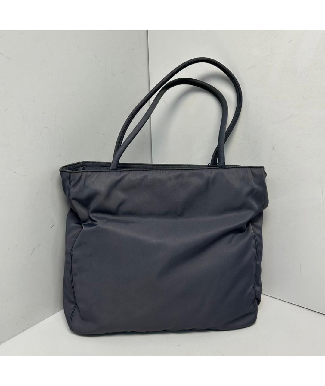 PRADA Антрацитовая тканевая сумка тоут, фото 9