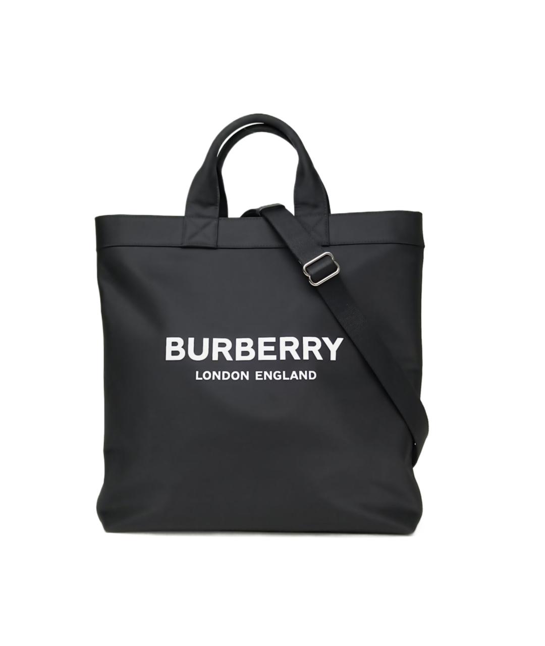 BURBERRY Черная тканевая сумка с короткими ручками, фото 1