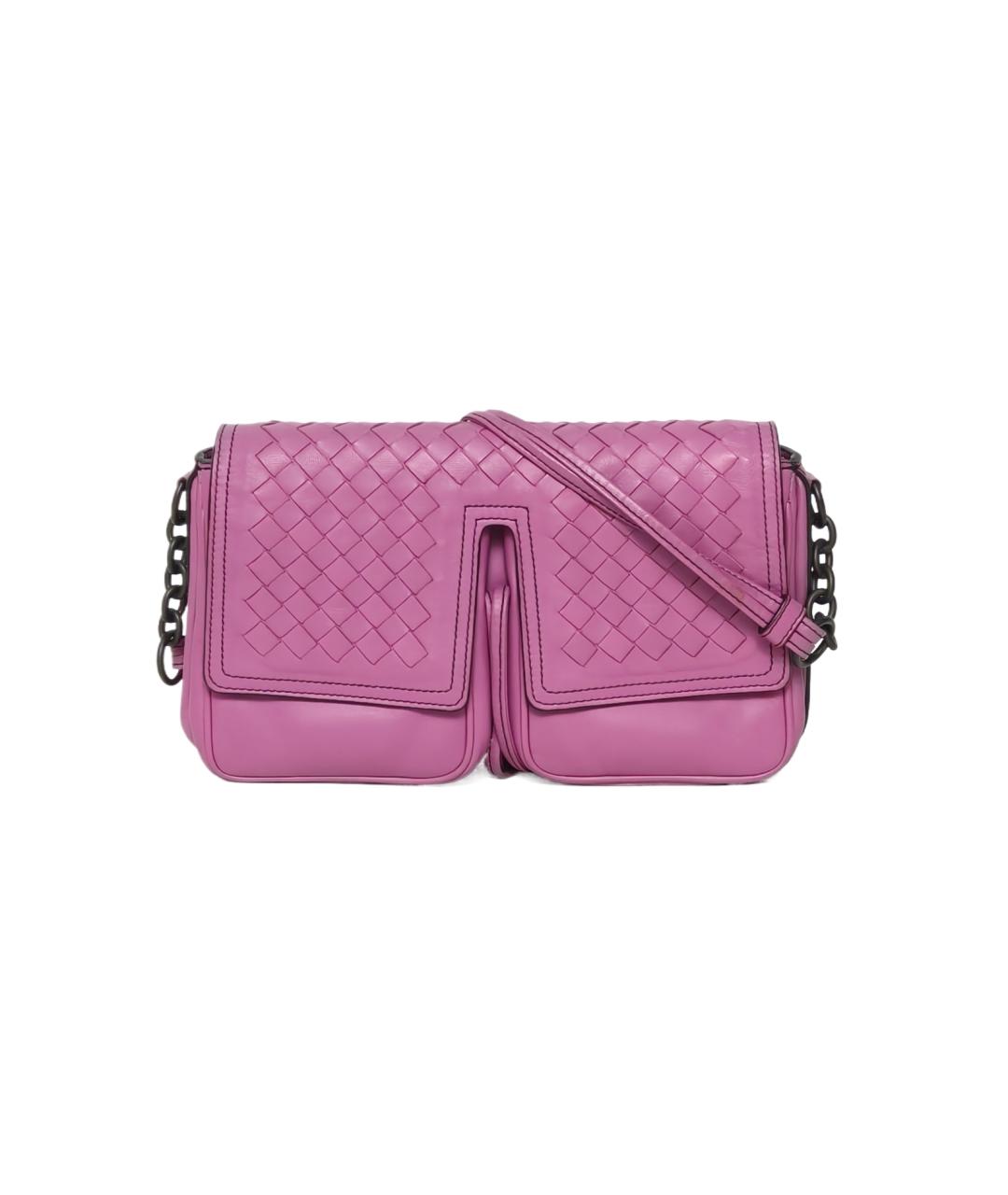 BOTTEGA VENETA Розовая кожаная сумка через плечо, фото 10