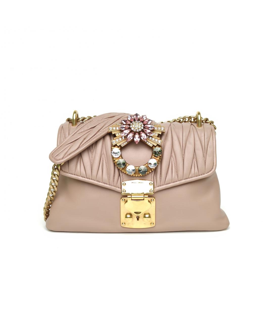 MIU MIU Розовая кожаная сумка через плечо, фото 8