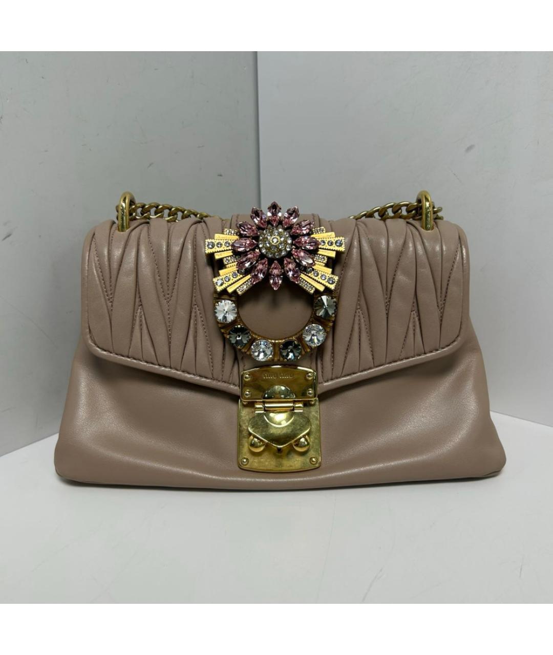 MIU MIU Розовая кожаная сумка через плечо, фото 9