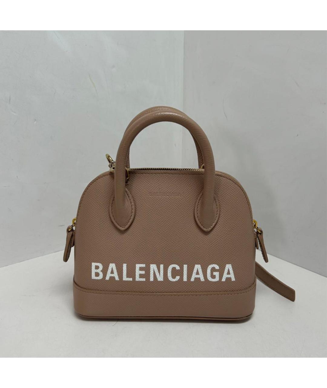 BALENCIAGA Бежевая кожаная сумка с короткими ручками, фото 9