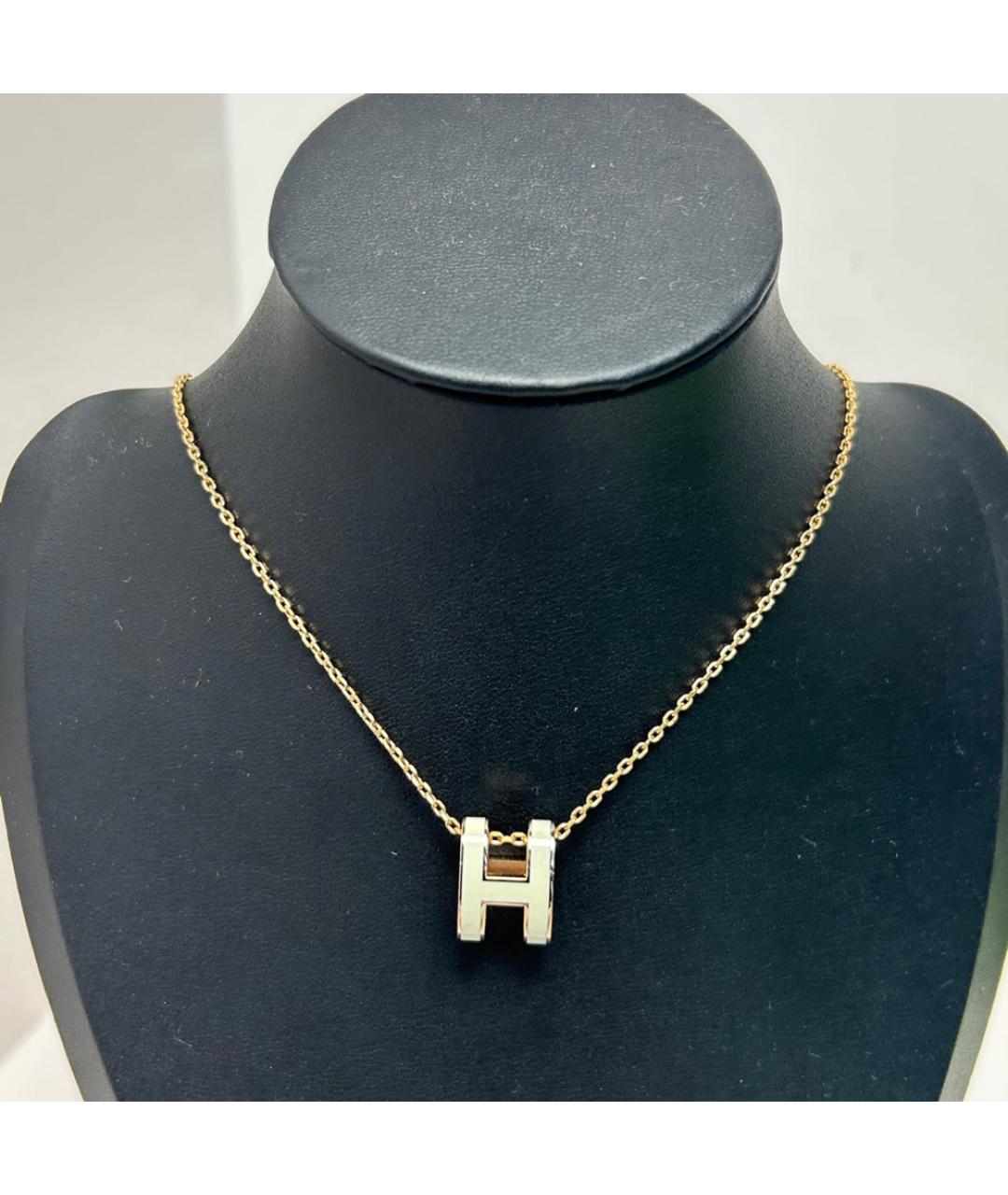 HERMES Белая металлическая подвеска, фото 6