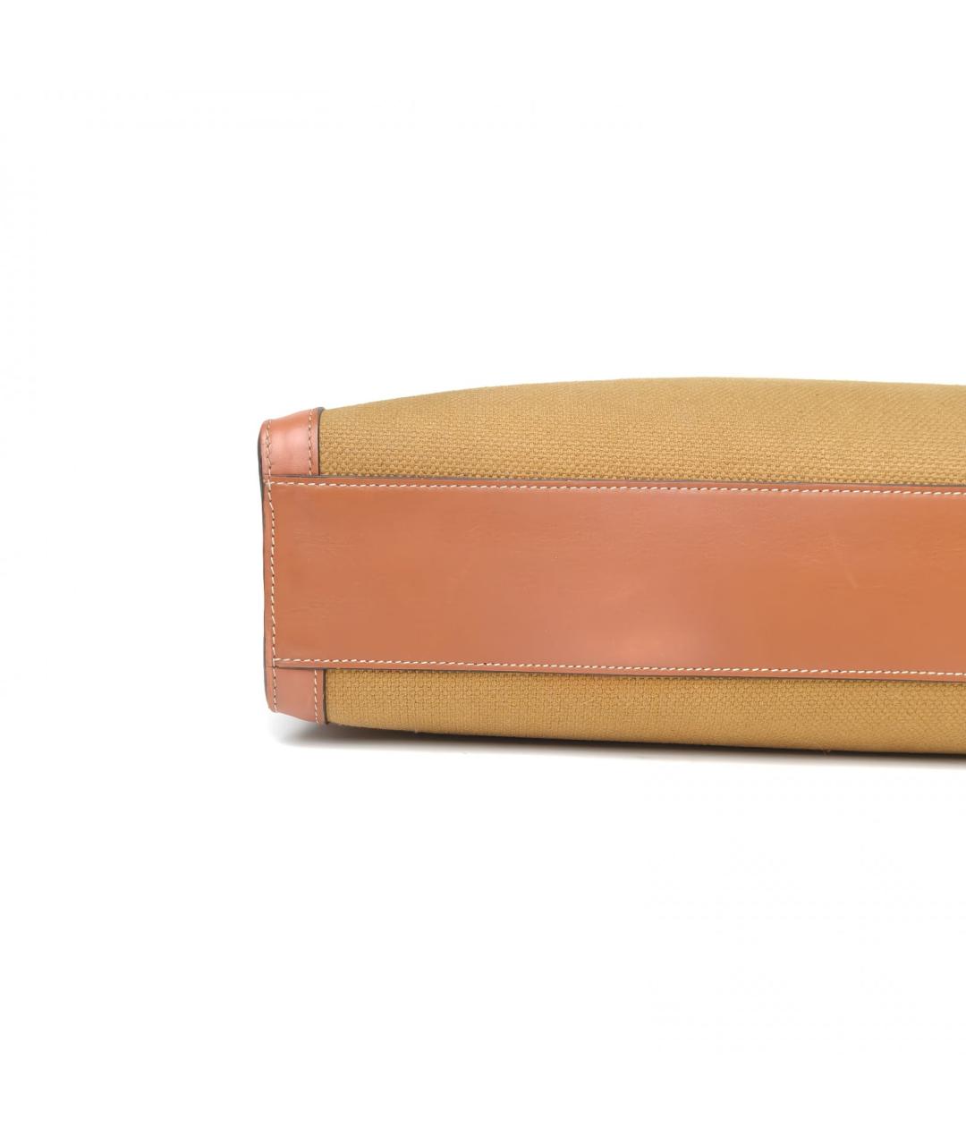 CELINE Коричневая тканевая сумка с короткими ручками, фото 6