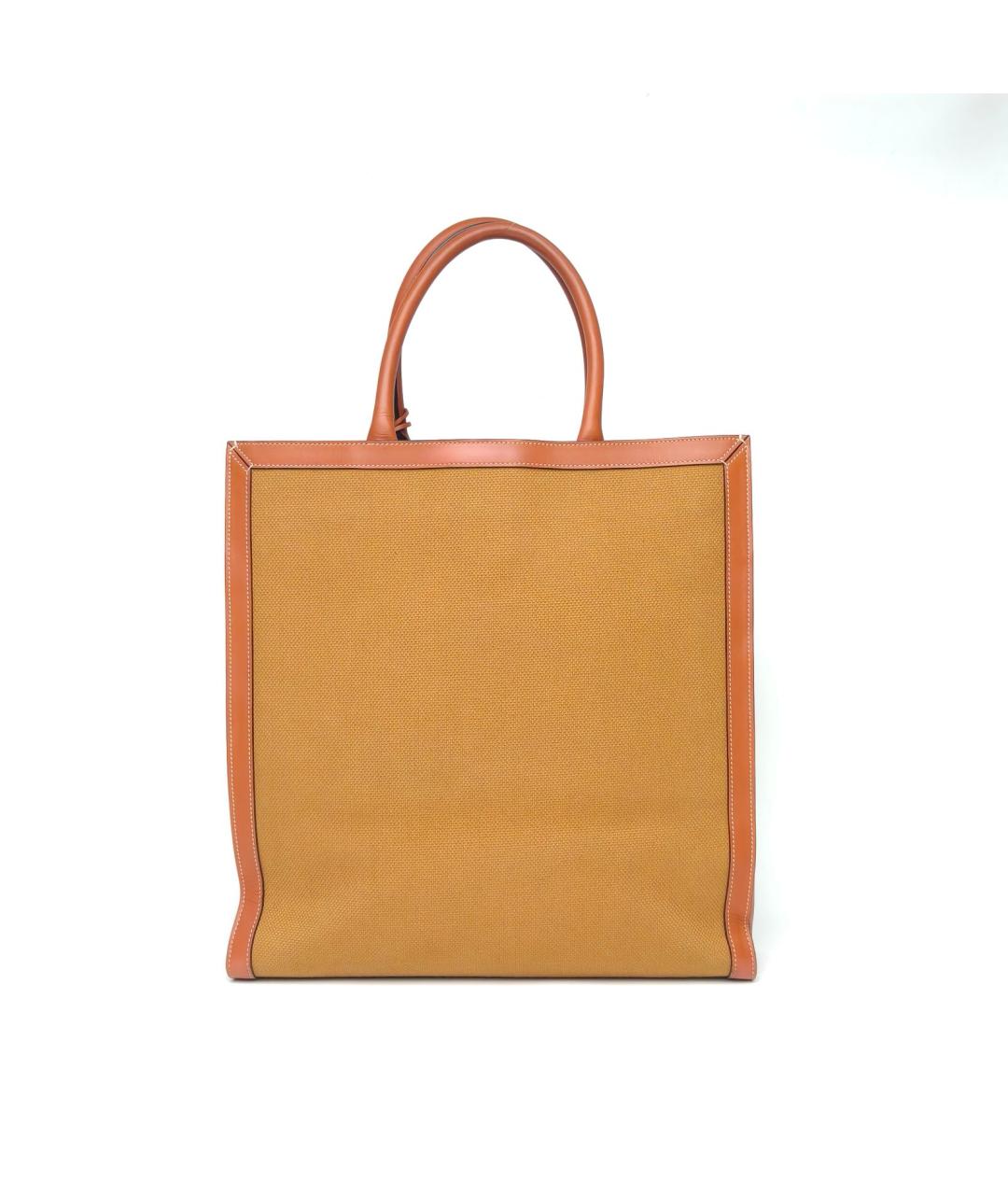 CELINE Коричневая тканевая сумка с короткими ручками, фото 4