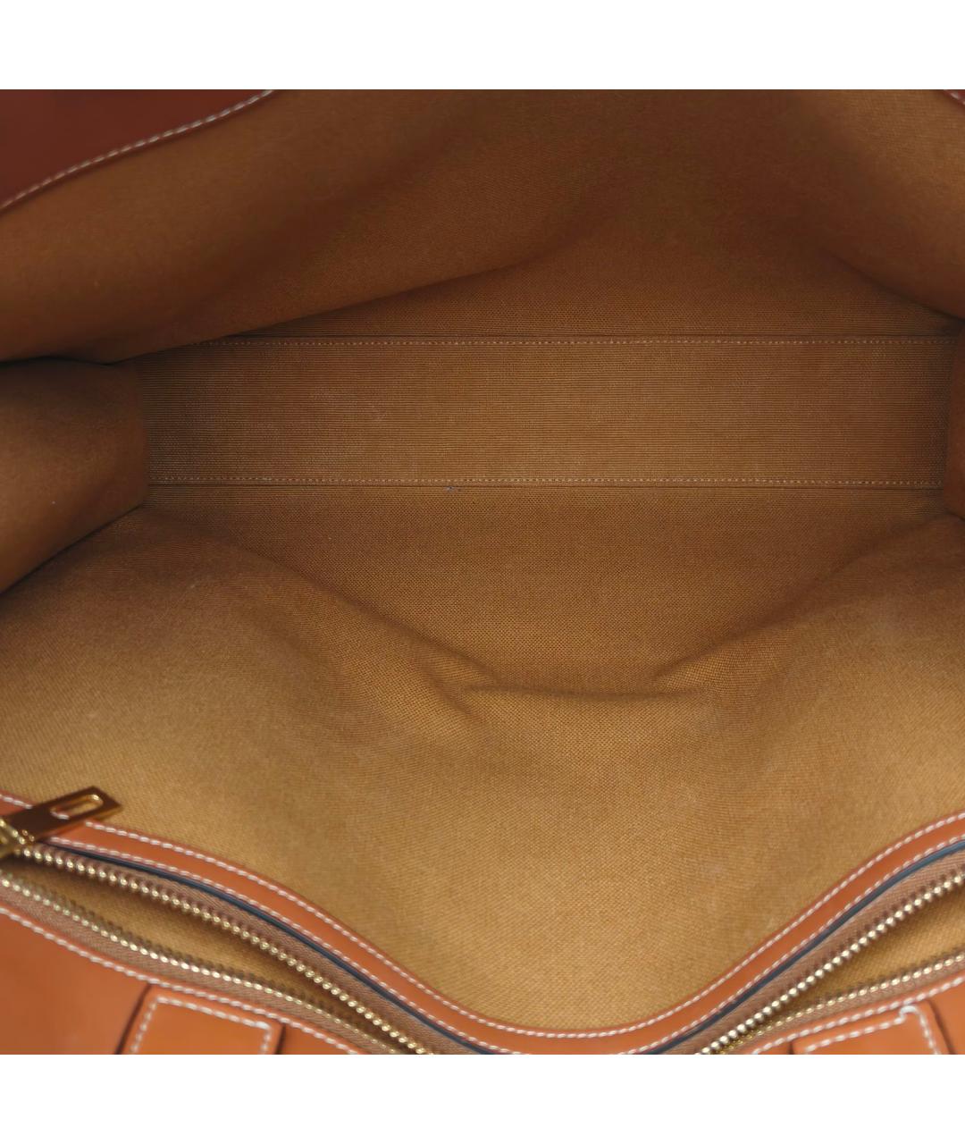CELINE Коричневая тканевая сумка с короткими ручками, фото 8