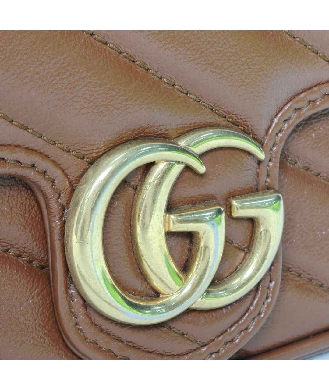 GUCCI Коричневая кожаная сумка через плечо, фото 7
