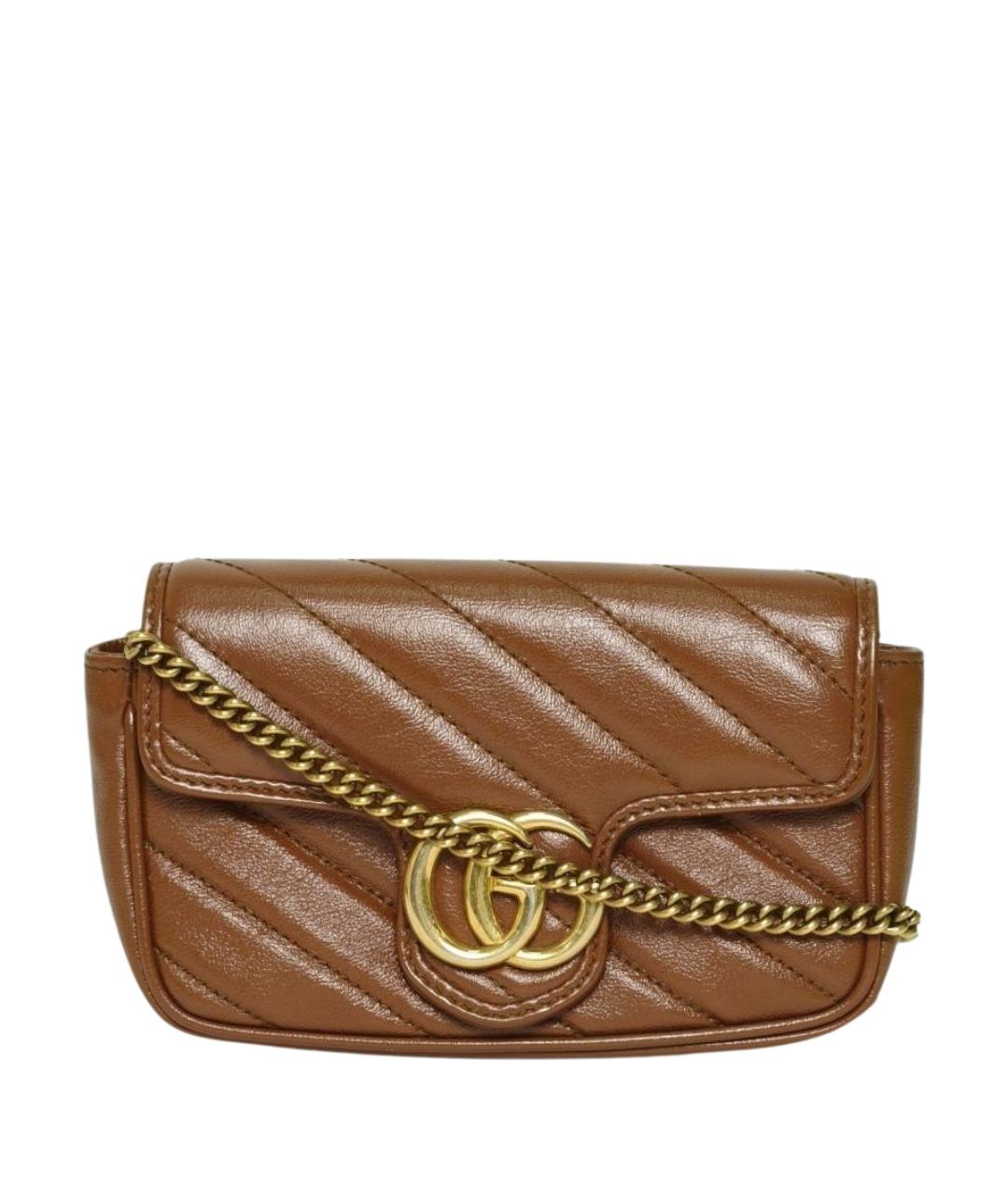 GUCCI Коричневая кожаная сумка через плечо, фото 1