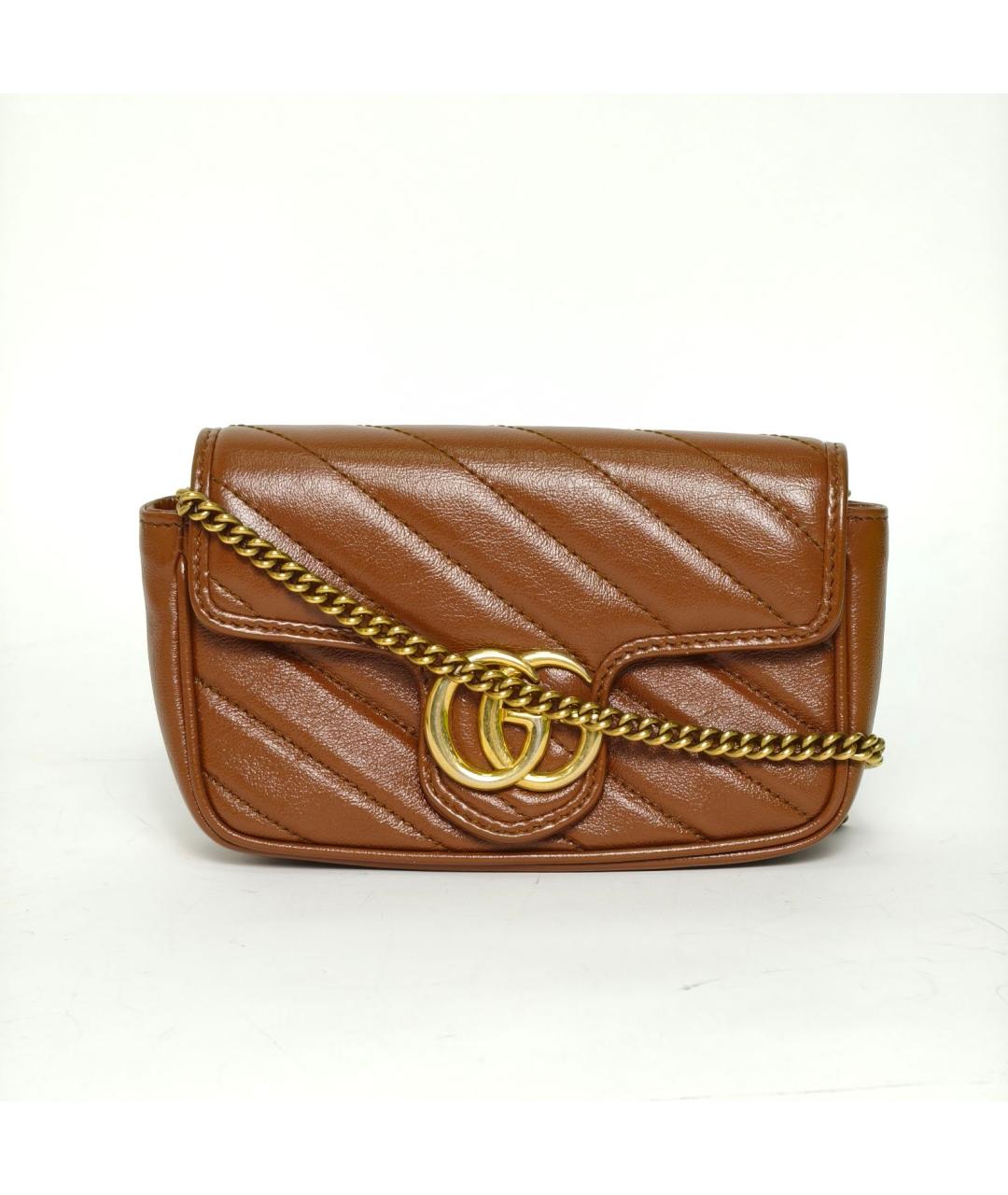 GUCCI Коричневая кожаная сумка через плечо, фото 2