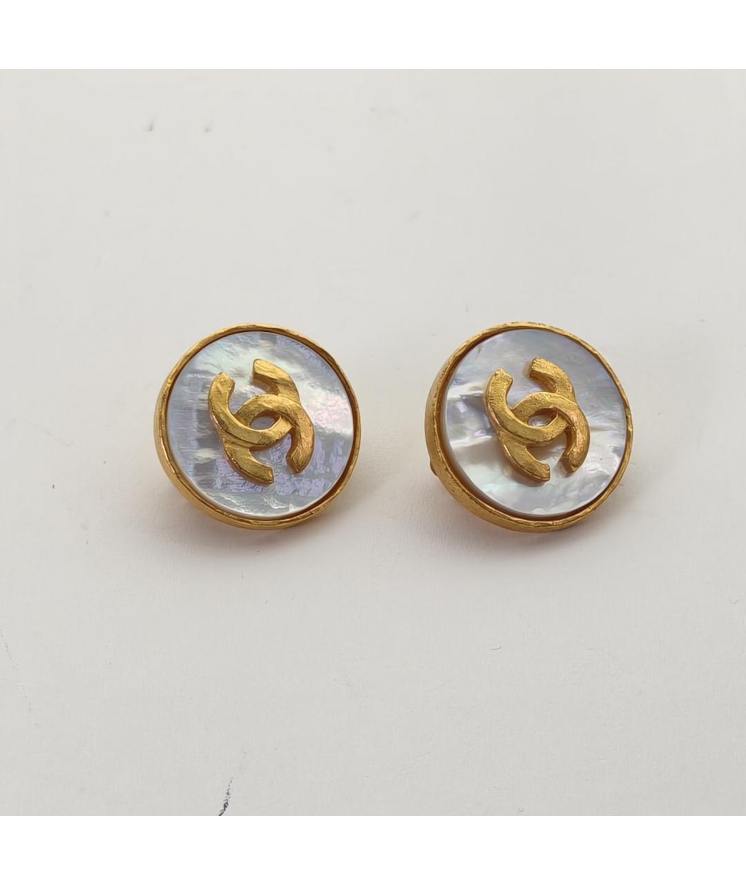 CHANEL Золотые металлические серьги, фото 3