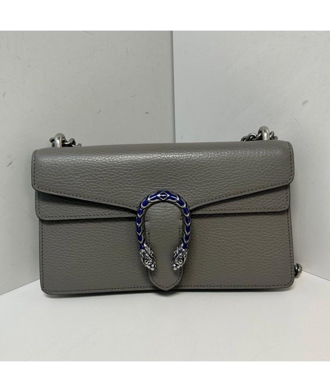 GUCCI Серая кожаная сумка через плечо, фото 9