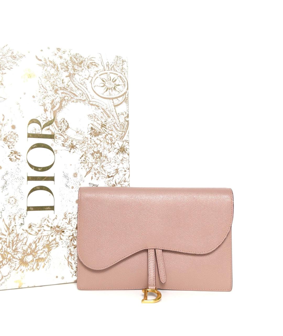 CHRISTIAN DIOR Розовая кожаная сумка через плечо, фото 9