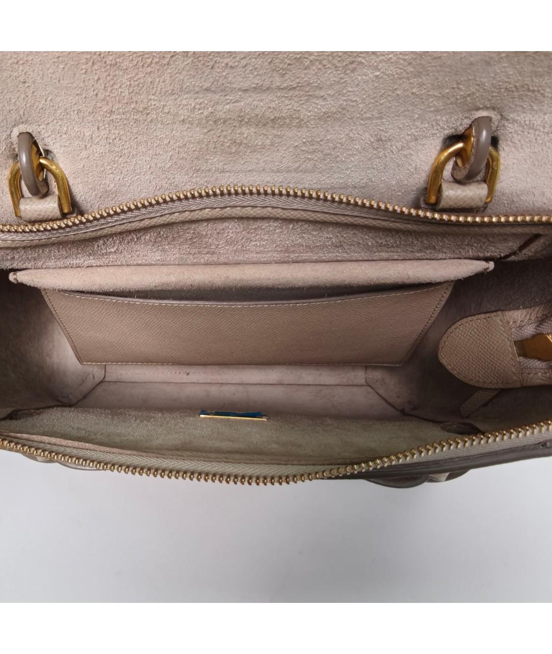 CELINE Бежевая кожаная сумка с короткими ручками, фото 7
