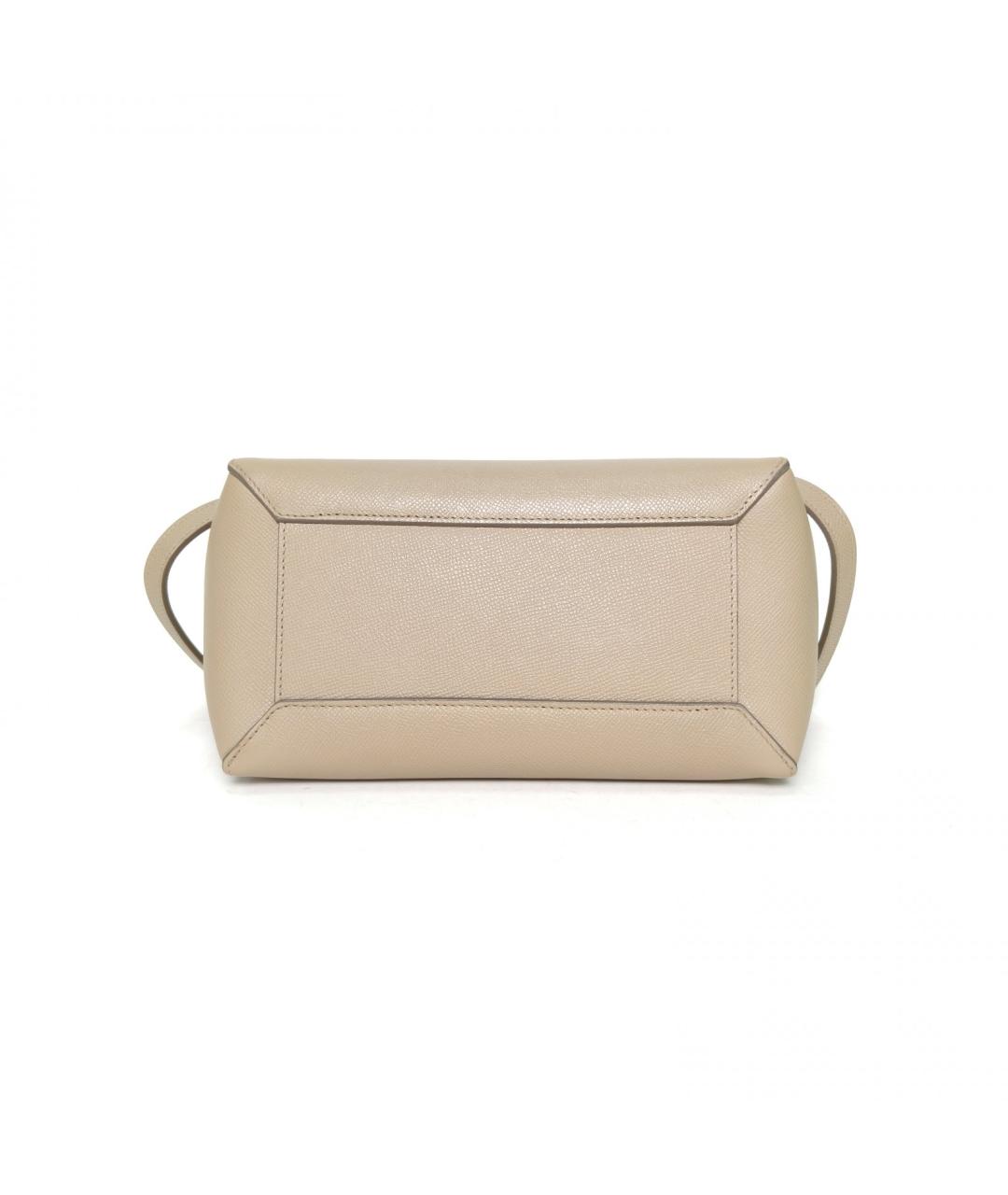CELINE Бежевая кожаная сумка с короткими ручками, фото 6