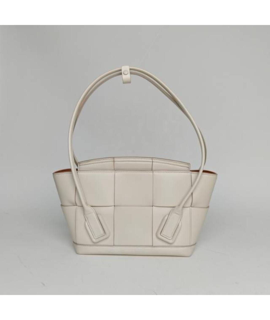BOTTEGA VENETA Белая кожаная сумка тоут, фото 8
