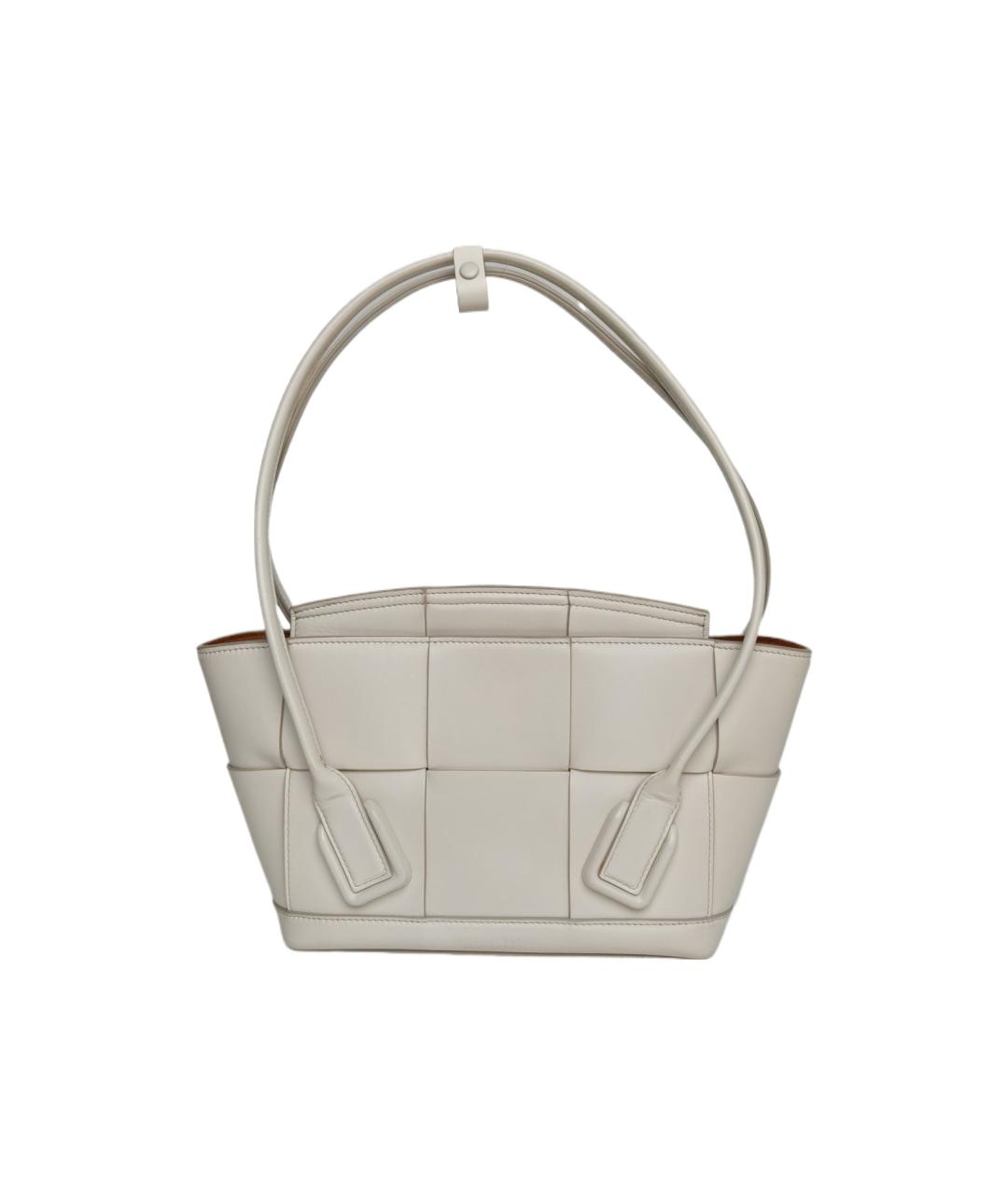 BOTTEGA VENETA Белая кожаная сумка тоут, фото 10