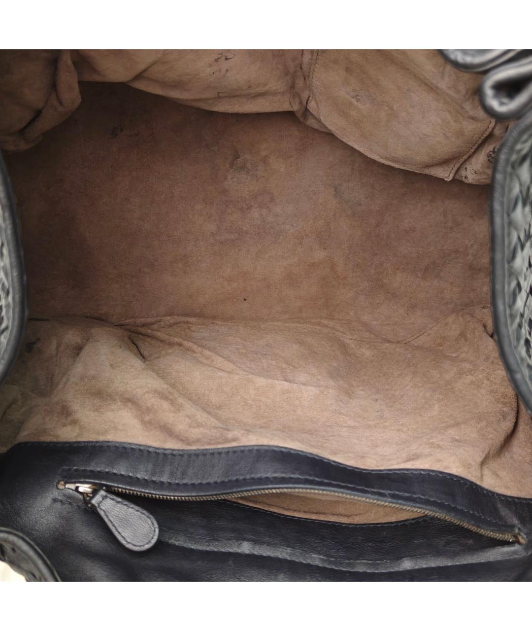 BOTTEGA VENETA Черная кожаная сумка тоут, фото 7