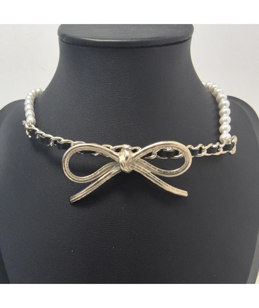 CHANEL Белое металлическое колье, фото 7