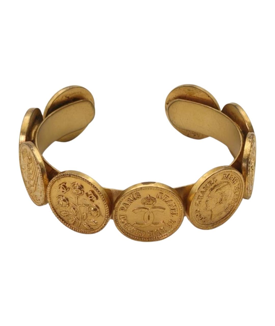 CHANEL Золотой металлический браслет, фото 1