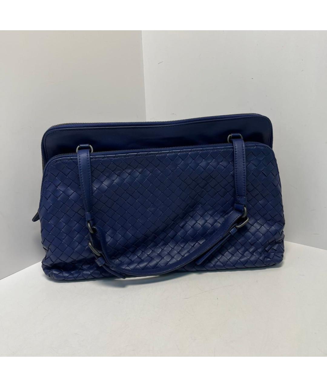 BOTTEGA VENETA Темно-синяя кожаная сумка через плечо, фото 8