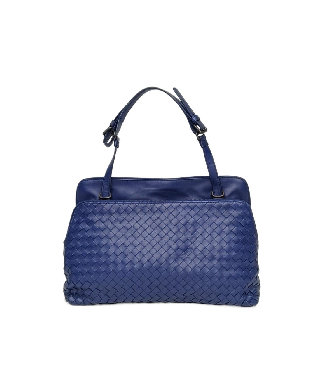 BOTTEGA VENETA Темно-синяя кожаная сумка через плечо, фото 1