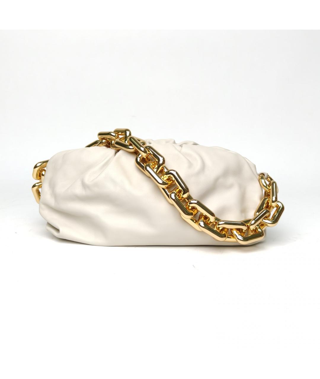 BOTTEGA VENETA Белая кожаная сумка через плечо, фото 4