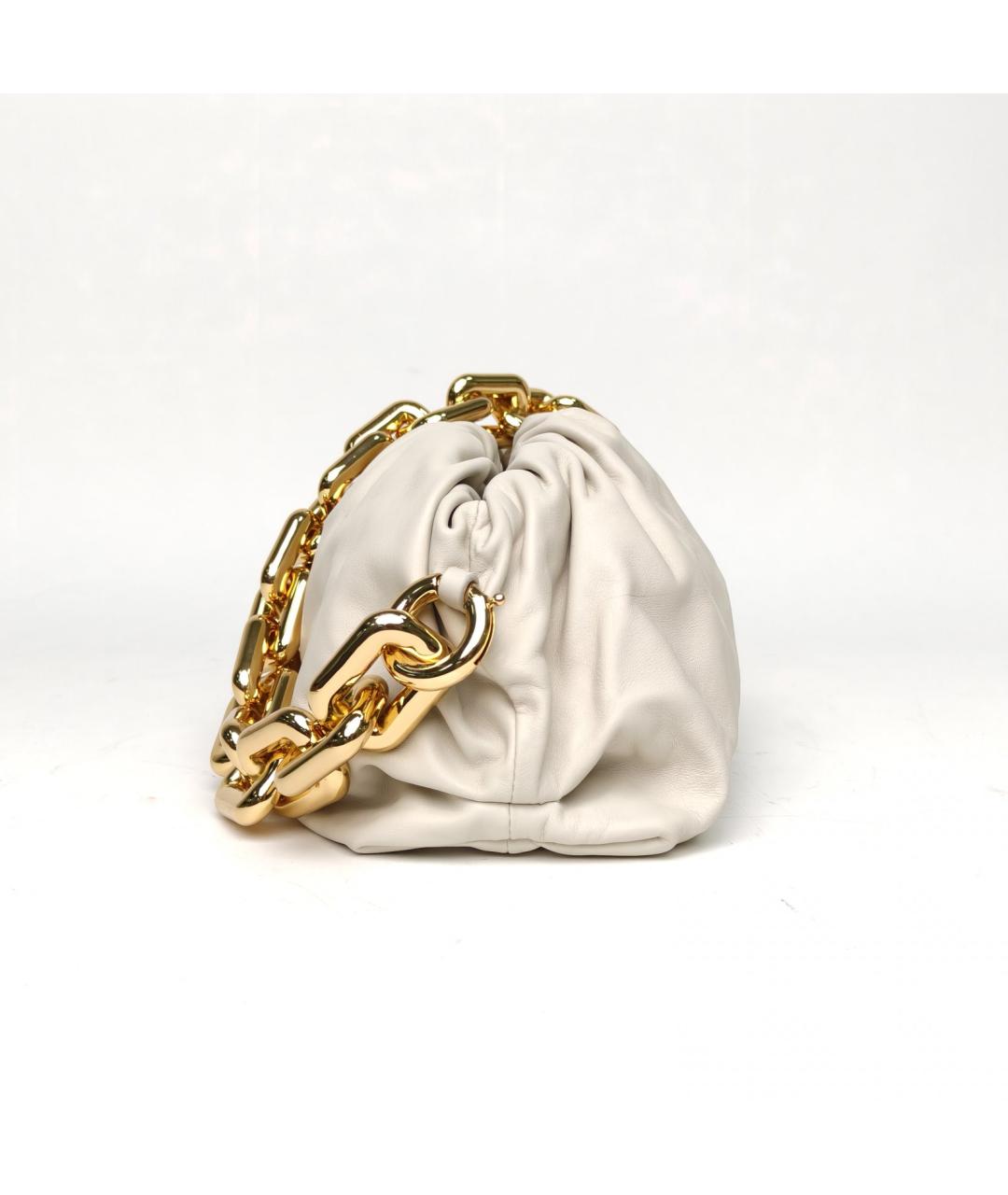 BOTTEGA VENETA Белая кожаная сумка через плечо, фото 5