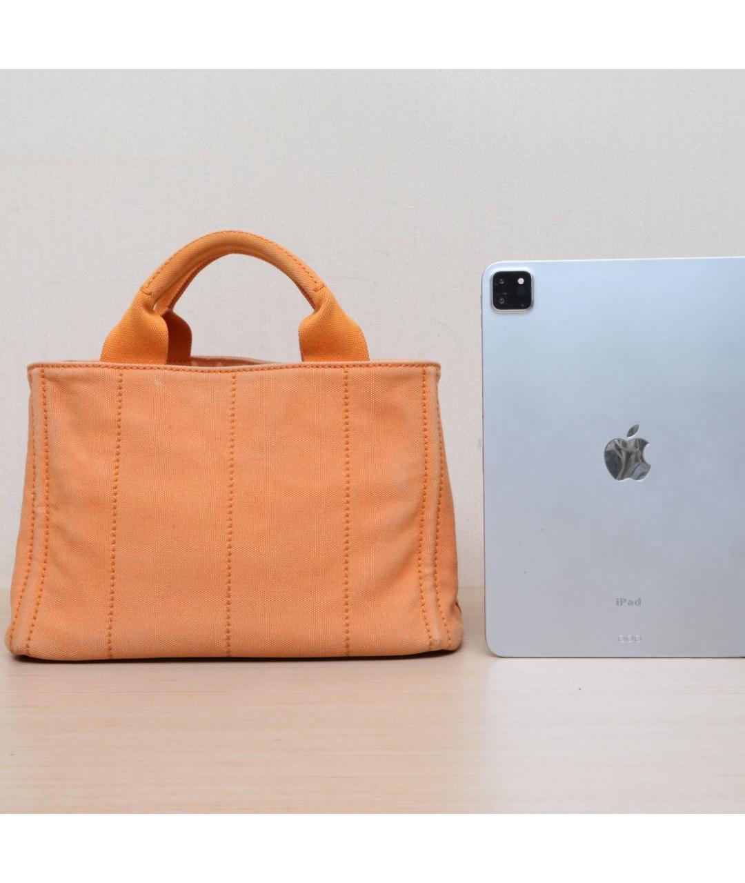 PRADA Оранжевая тканевая сумка с короткими ручками, фото 7