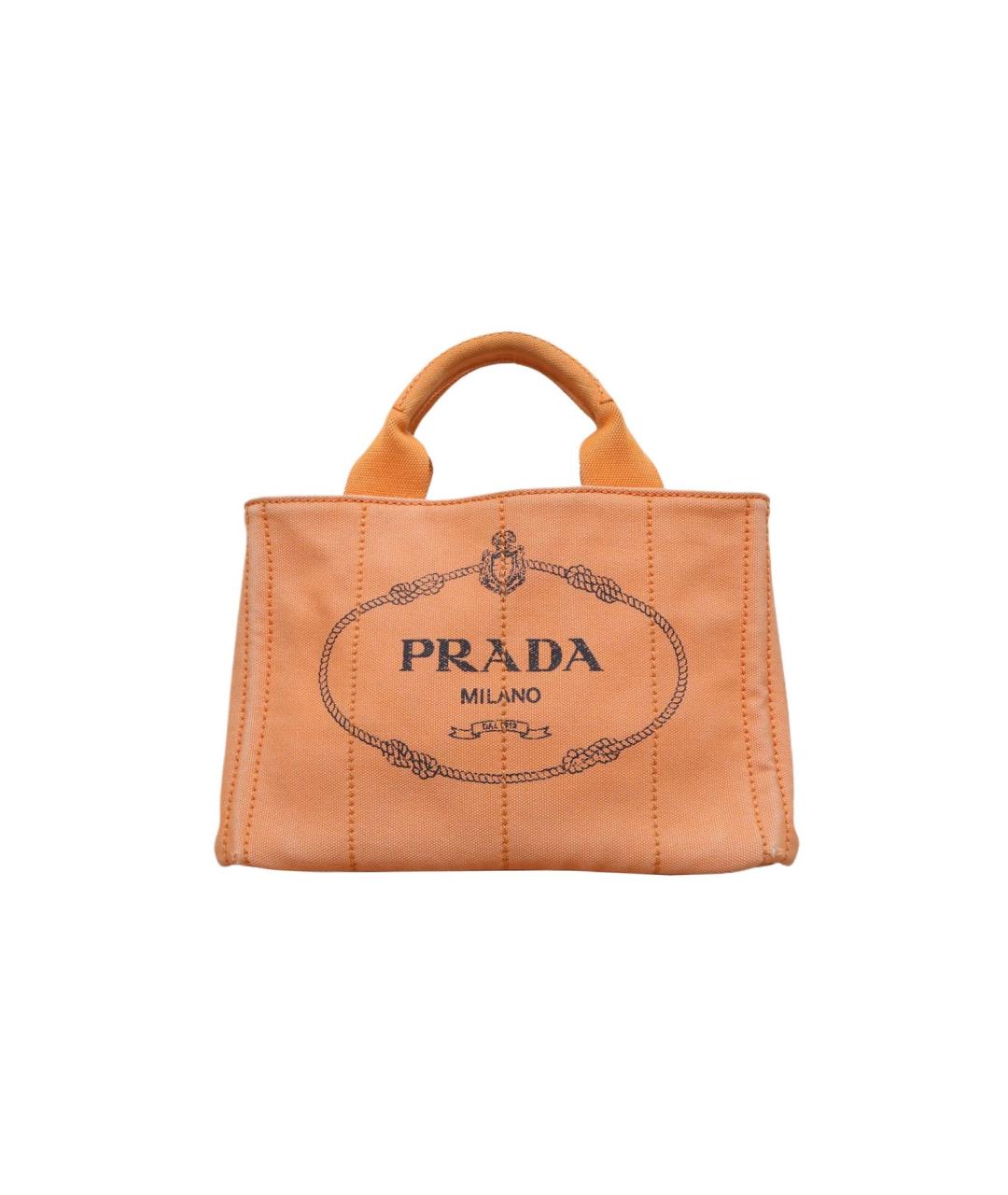 PRADA Оранжевая тканевая сумка с короткими ручками, фото 10