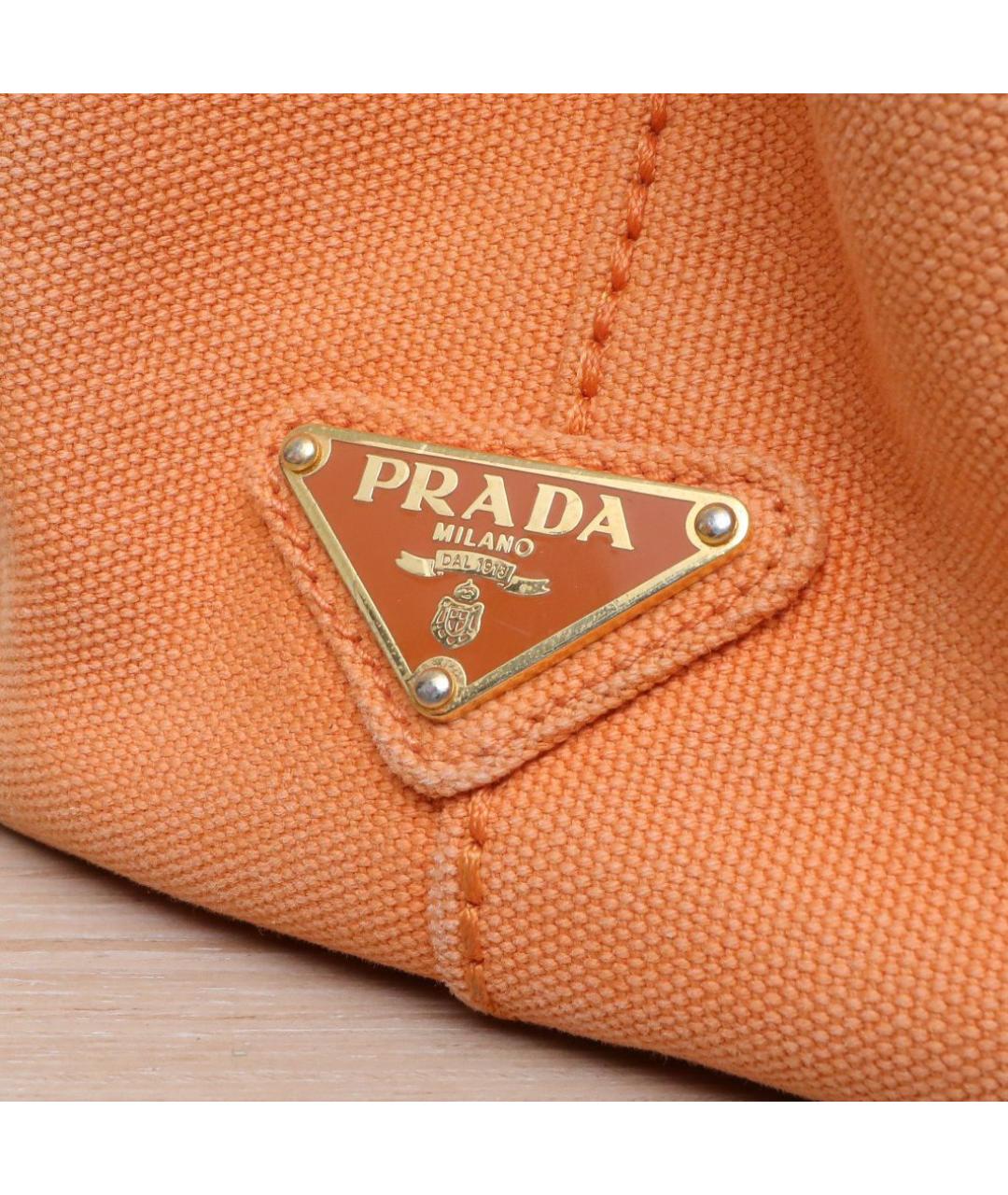 PRADA Оранжевая тканевая сумка с короткими ручками, фото 8