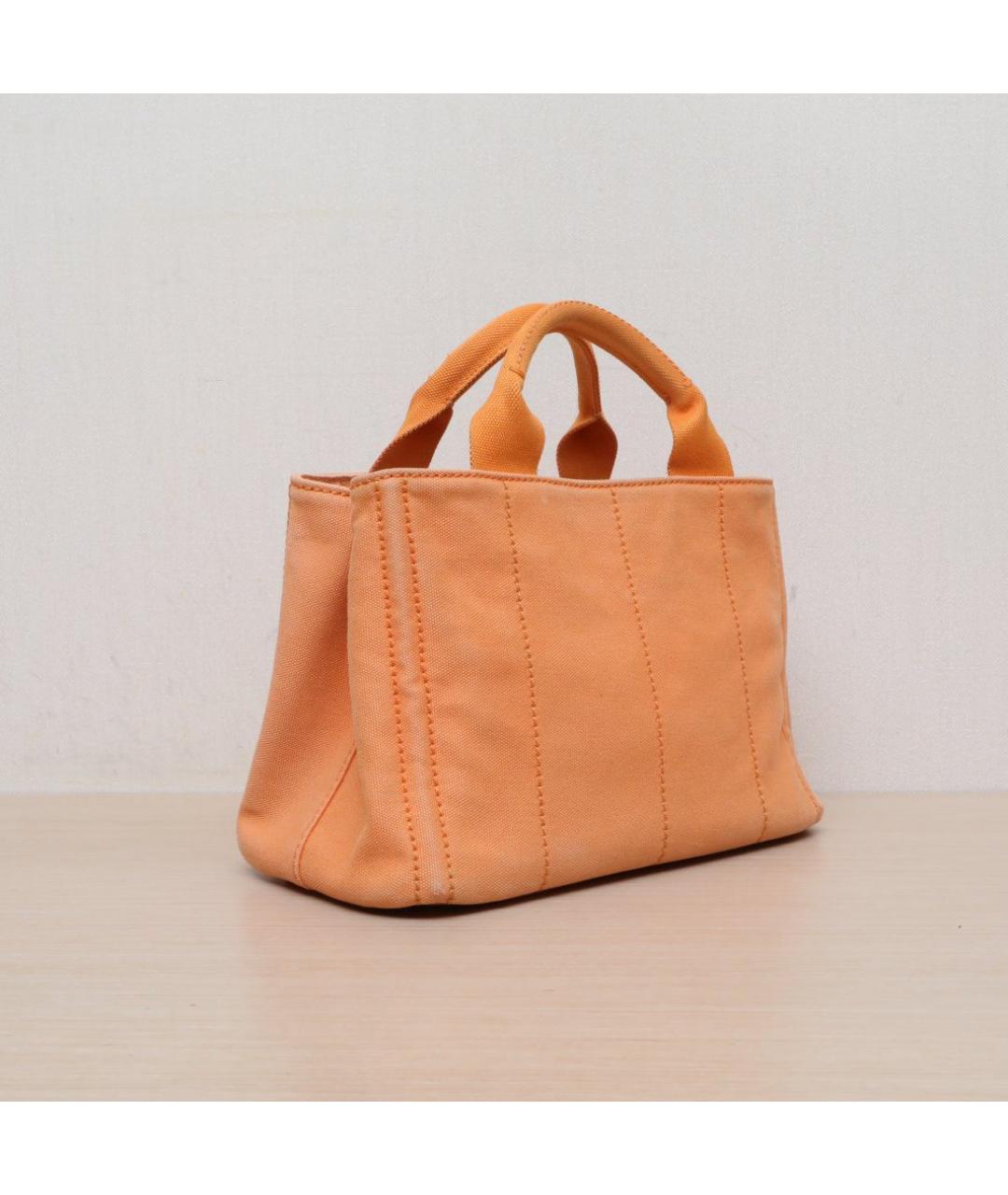 PRADA Оранжевая тканевая сумка с короткими ручками, фото 6