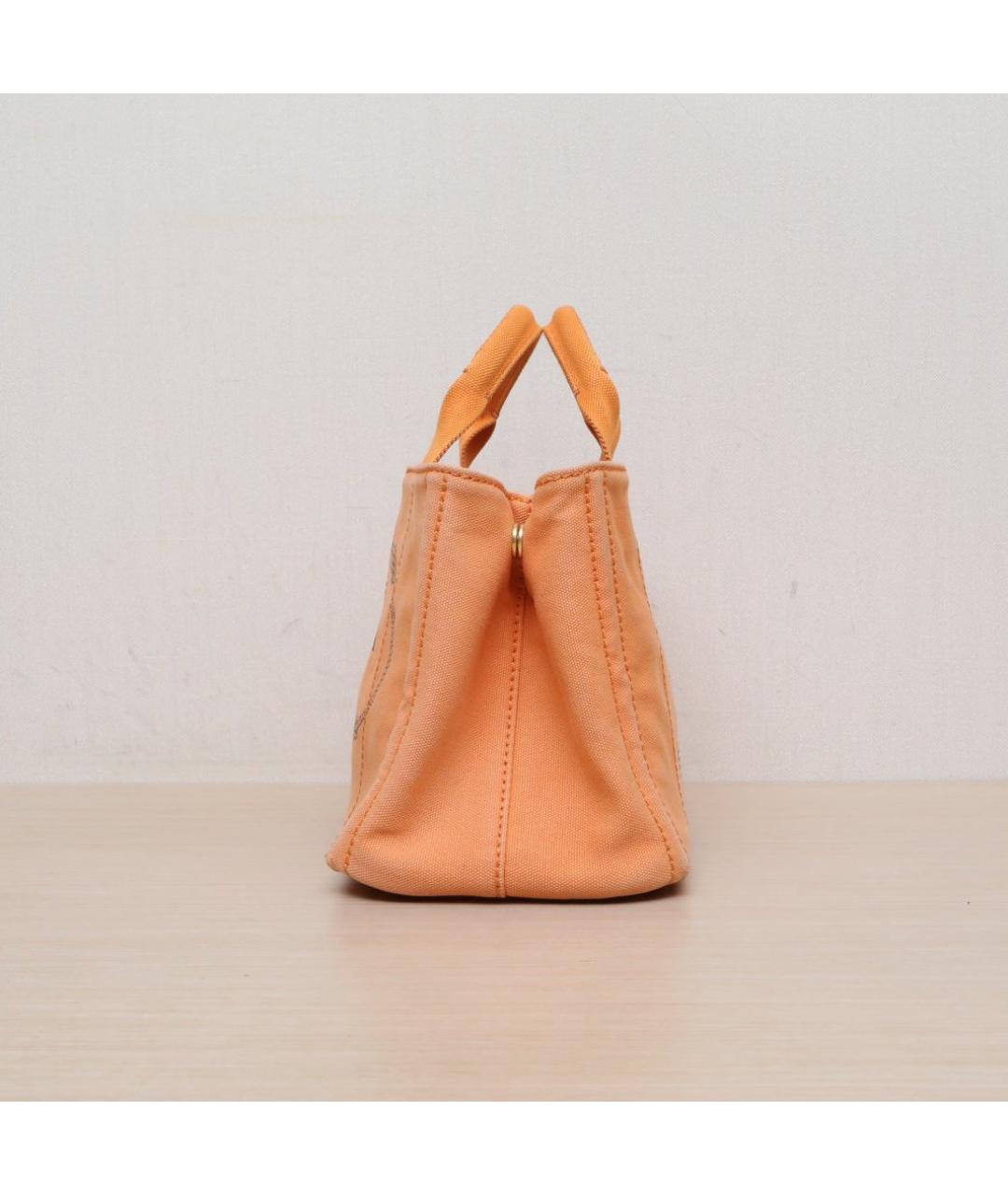 PRADA Оранжевая тканевая сумка с короткими ручками, фото 5