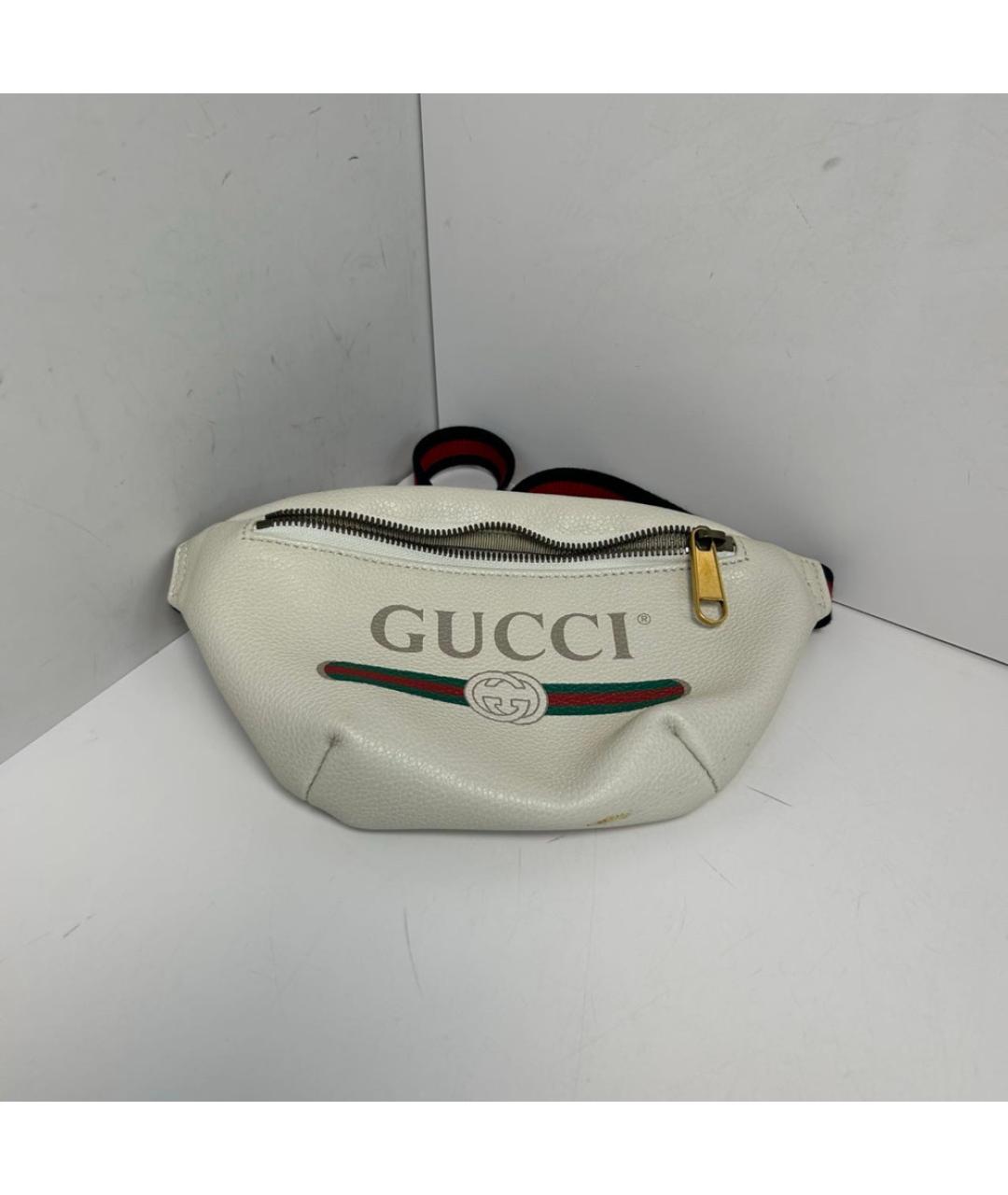 GUCCI Белая кожаная поясная сумка, фото 9
