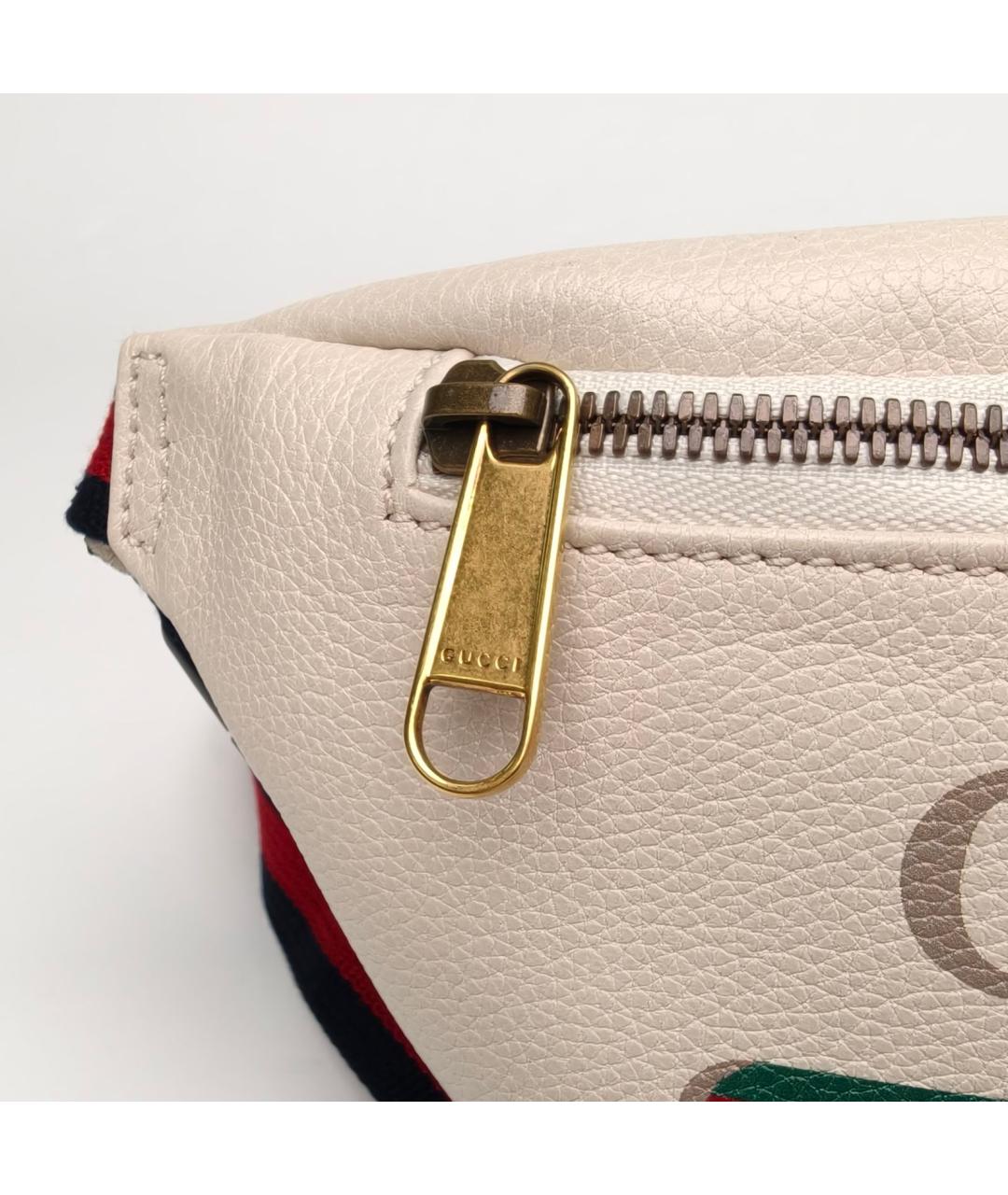 GUCCI Белая кожаная поясная сумка, фото 7