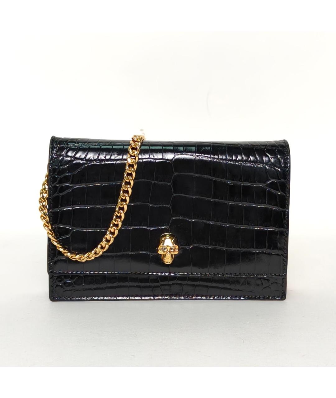 ALEXANDER MCQUEEN Черная кожаная сумка через плечо, фото 2