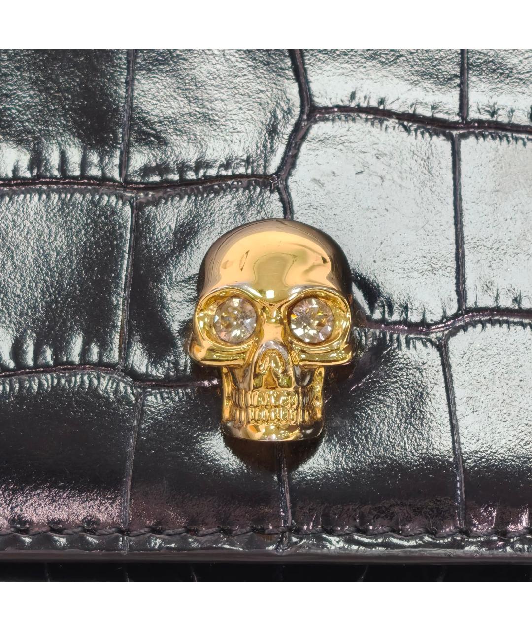 ALEXANDER MCQUEEN Черная кожаная сумка через плечо, фото 7