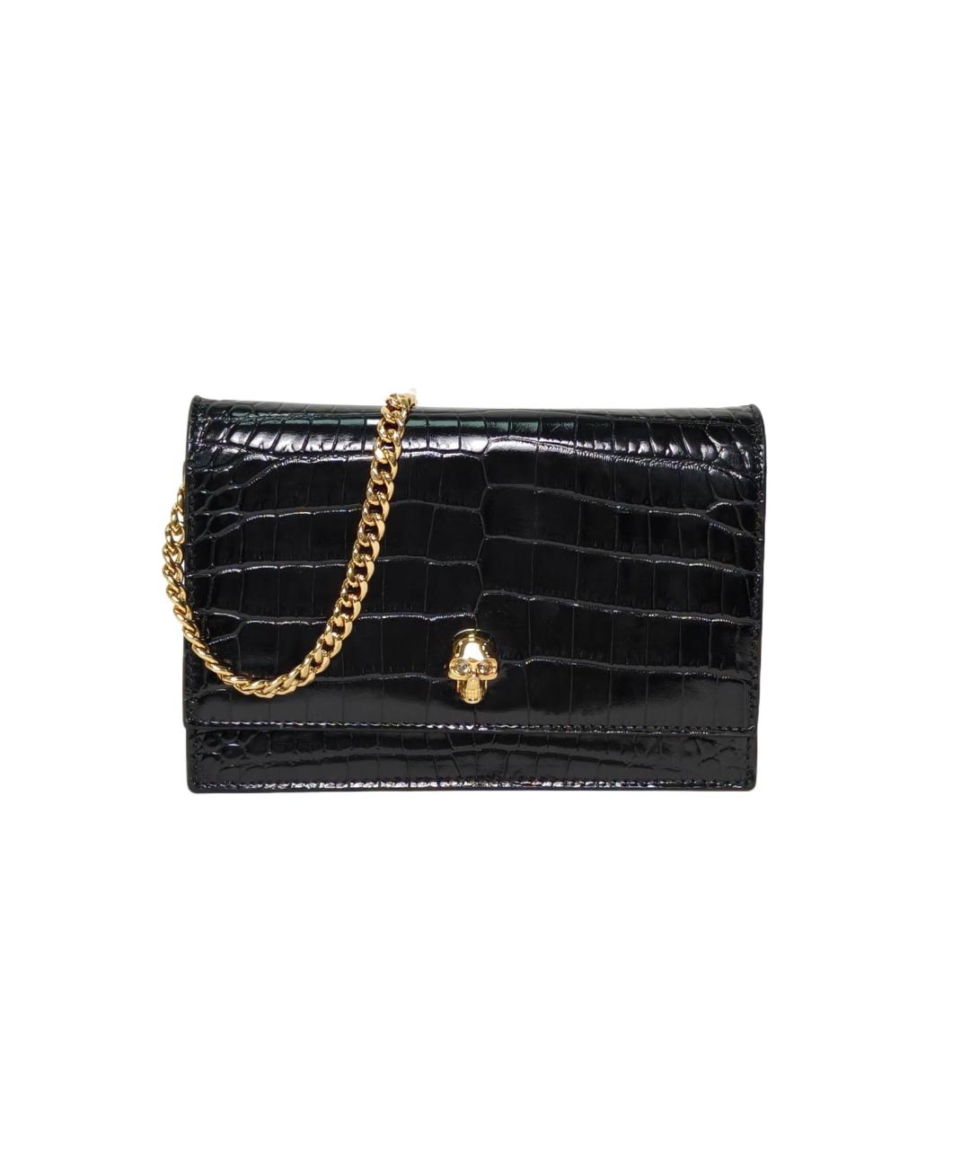 ALEXANDER MCQUEEN Черная кожаная сумка через плечо, фото 1