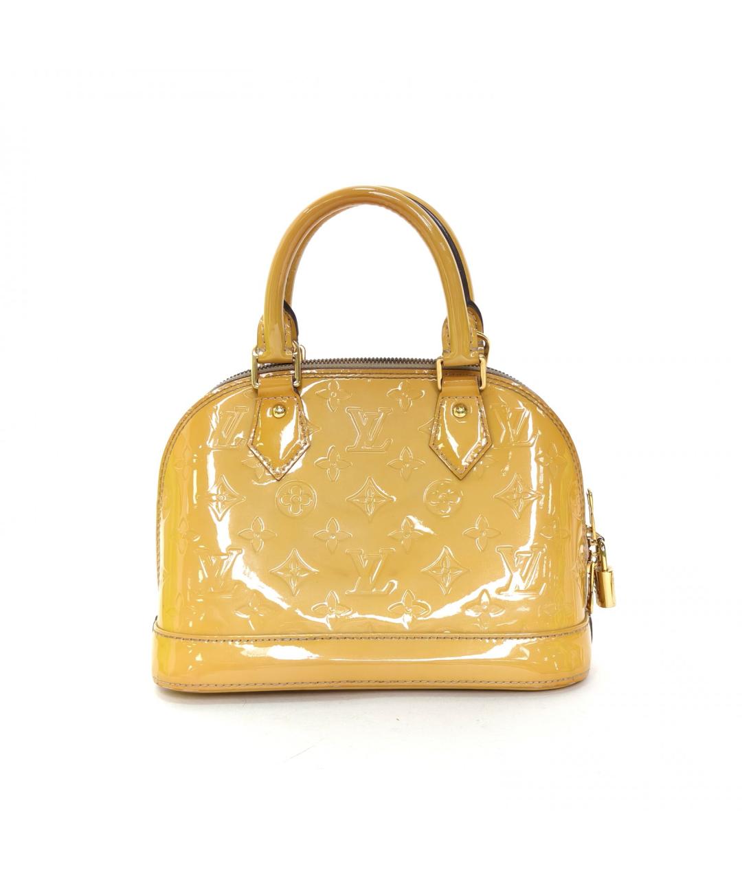 LOUIS VUITTON Желтая сумка с короткими ручками из лакированной кожи, фото 4