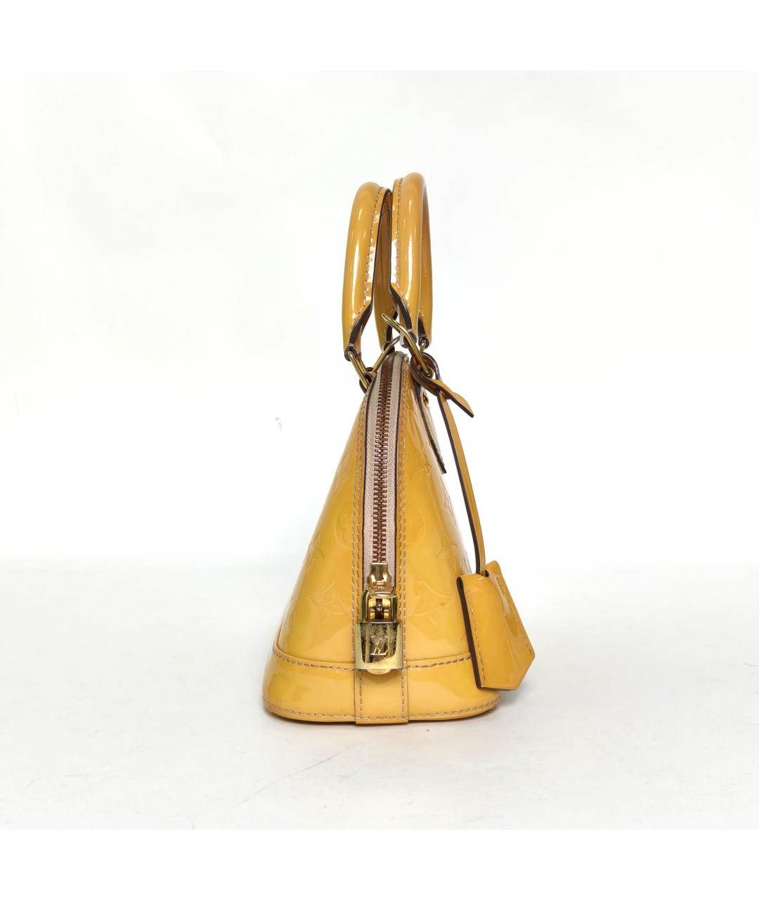 LOUIS VUITTON Желтая сумка с короткими ручками из лакированной кожи, фото 5