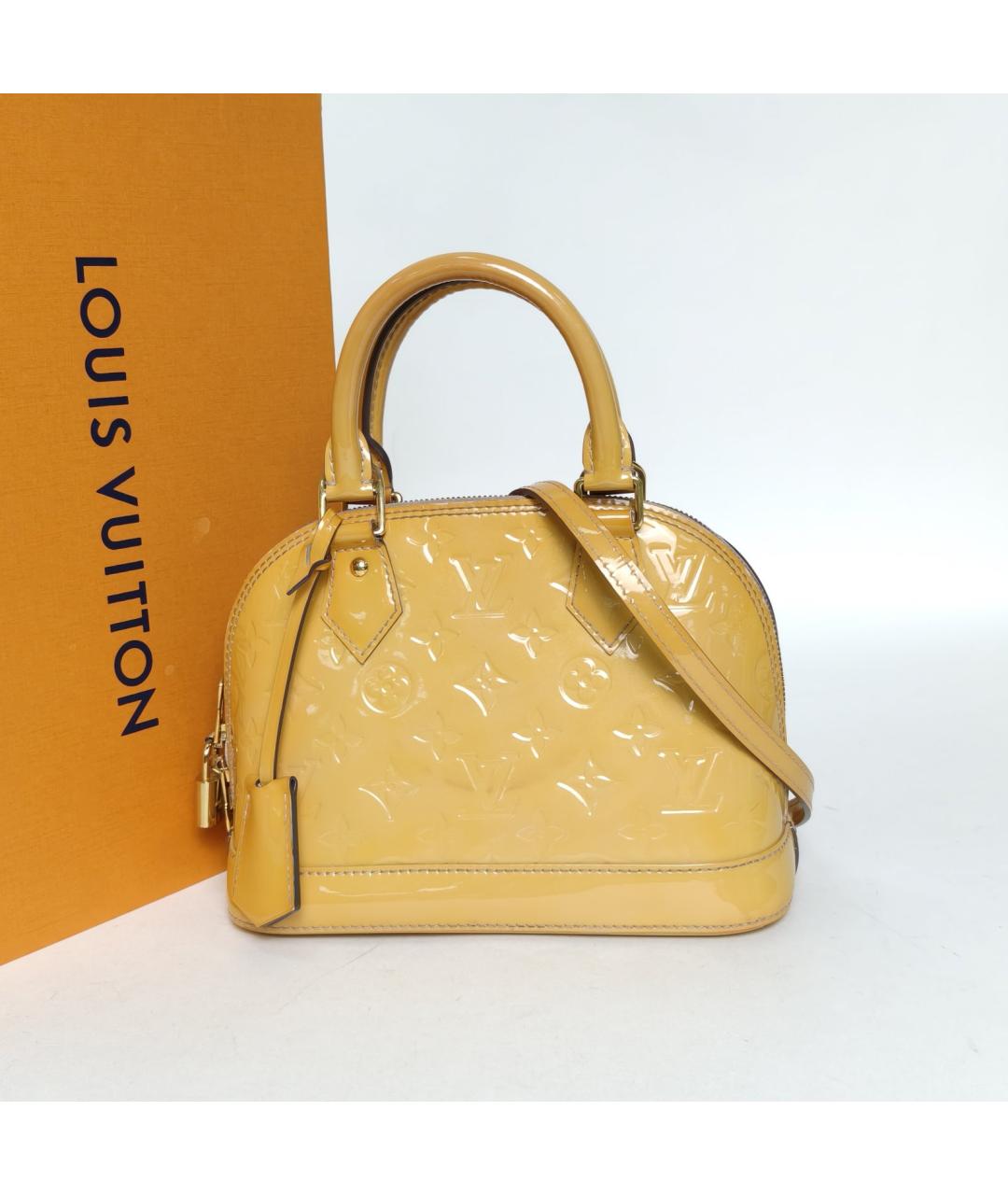 LOUIS VUITTON Желтая сумка с короткими ручками из лакированной кожи, фото 8