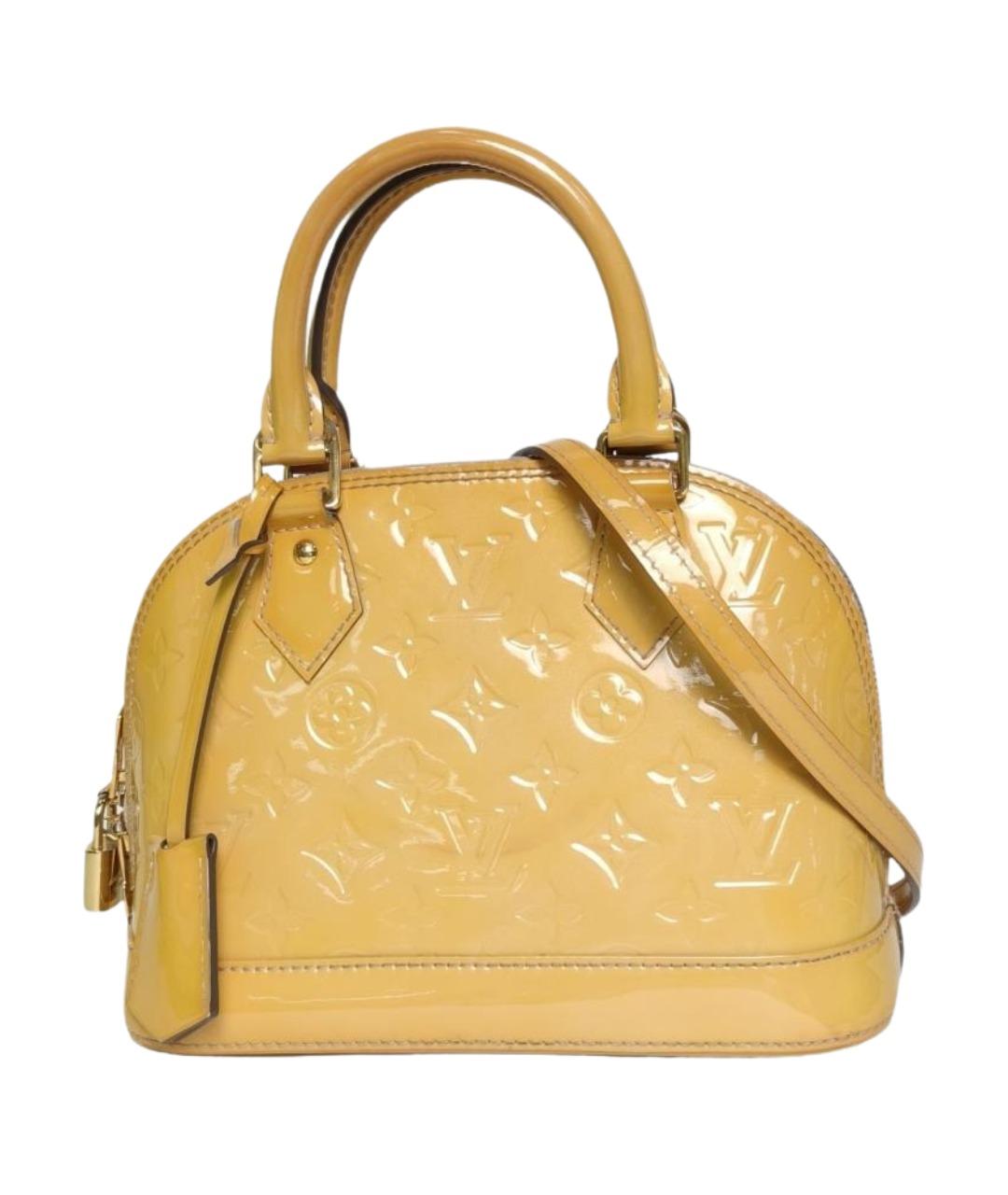 LOUIS VUITTON Желтая сумка с короткими ручками из лакированной кожи, фото 1