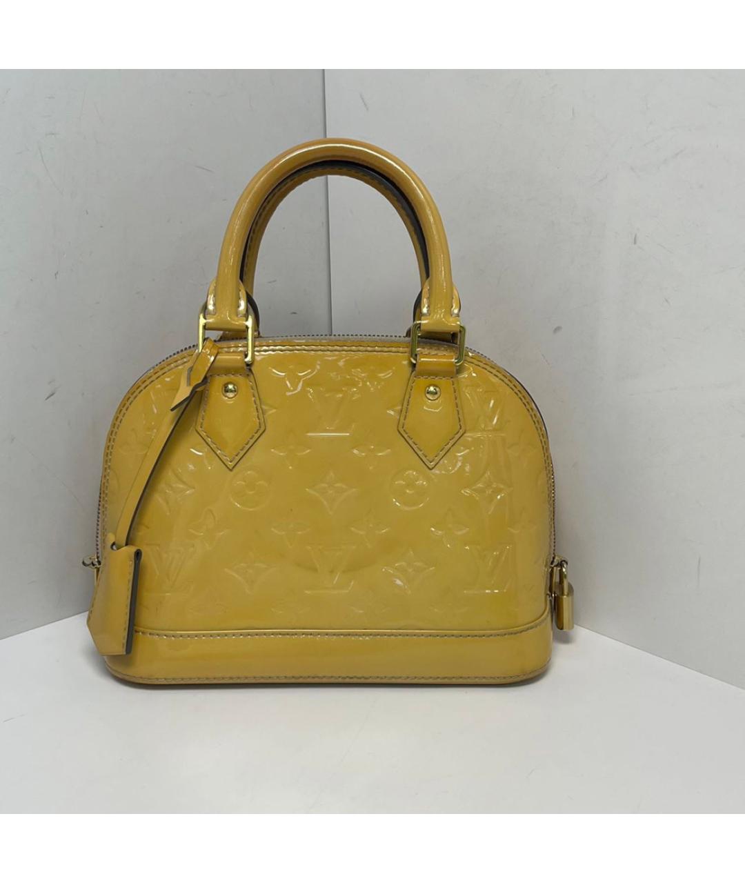 LOUIS VUITTON Желтая сумка с короткими ручками из лакированной кожи, фото 9