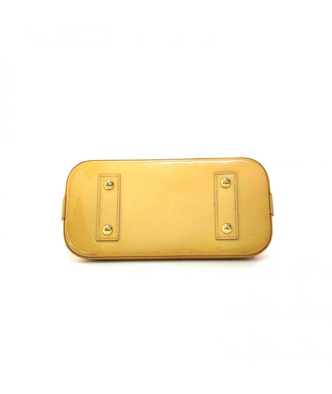 LOUIS VUITTON Желтая сумка с короткими ручками из лакированной кожи, фото 6