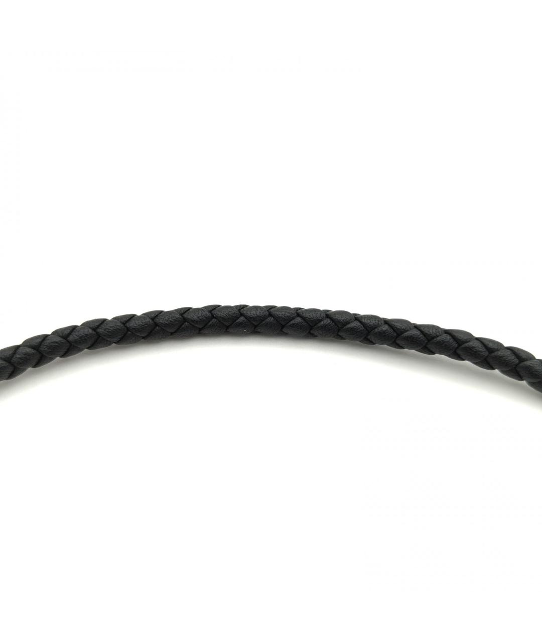 HERMES Черный кожаный браслет, фото 4