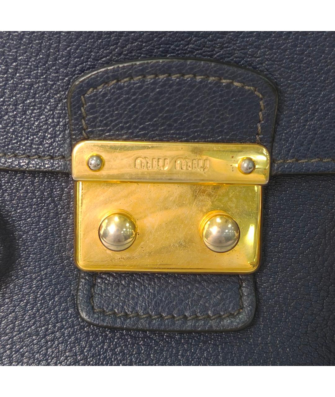 MIU MIU Темно-синяя кожаная сумка через плечо, фото 7