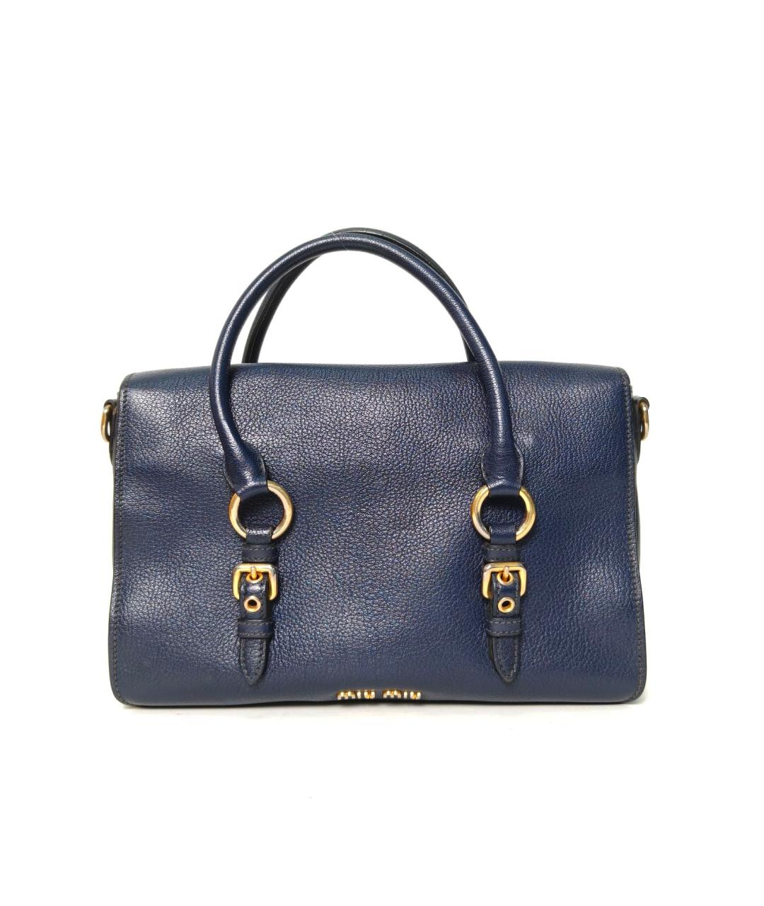 MIU MIU Темно-синяя кожаная сумка через плечо, фото 4