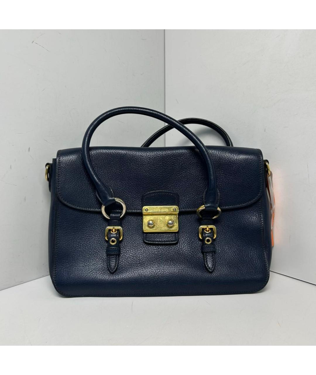 MIU MIU Темно-синяя кожаная сумка через плечо, фото 9